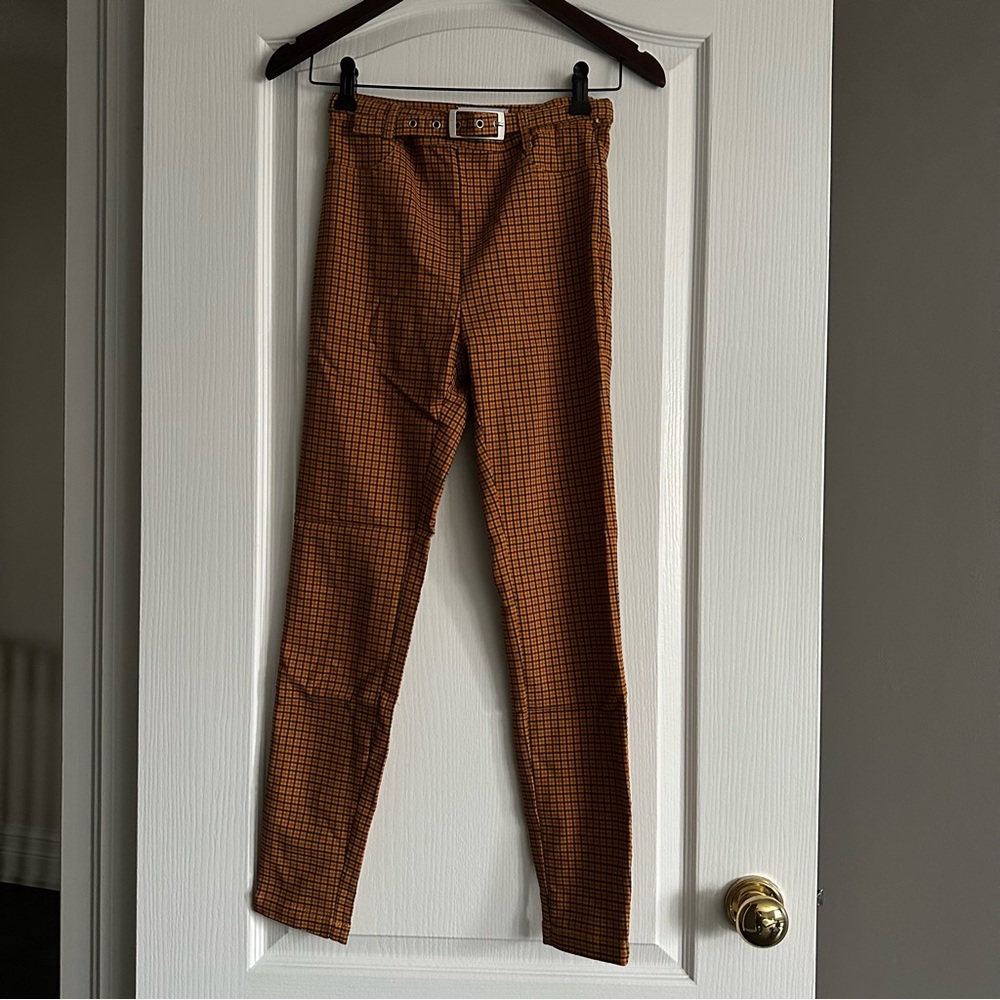 Urban Outfitters US 0 Neve Belted High-Waisted Cigarette Pant Orange Multi - Picture 13 of 16